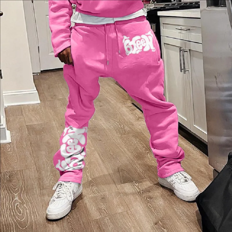 Y2K Flare Pants hip-hop European and American trend loose rope trousers letter printed American leisure high street Pants 4