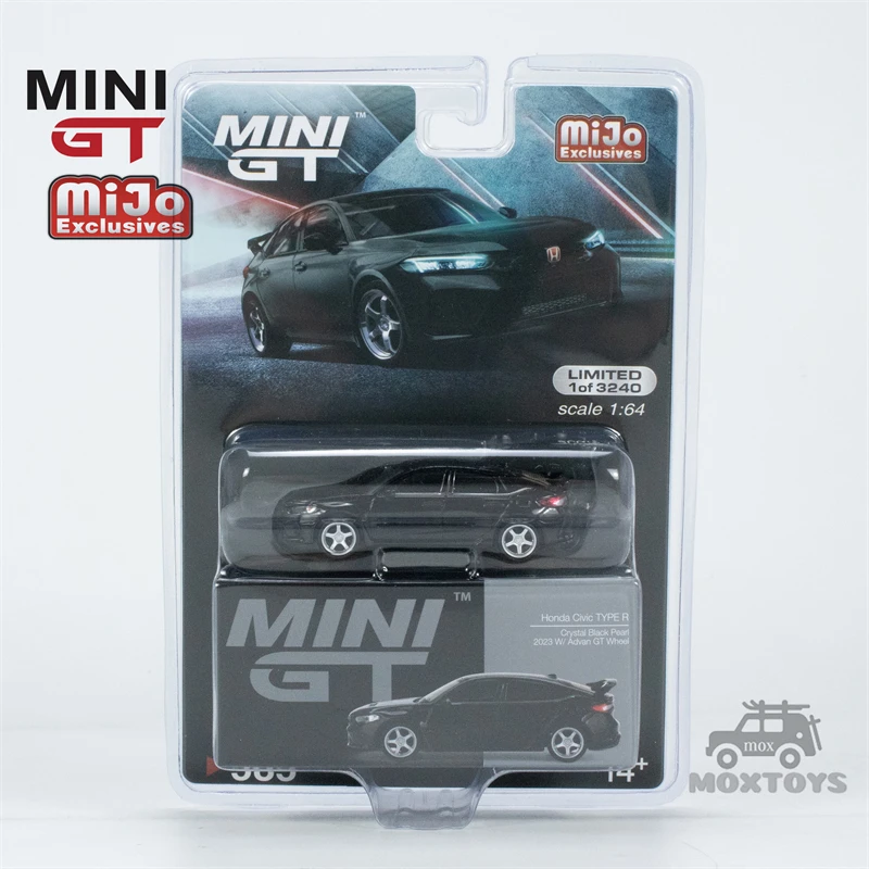 Mini Gt Mijo Exclusives 1:64 Honda Civic Type R Crystal Black Pearl 2023 W/ Advan Gt Wheel Diecast Model Car