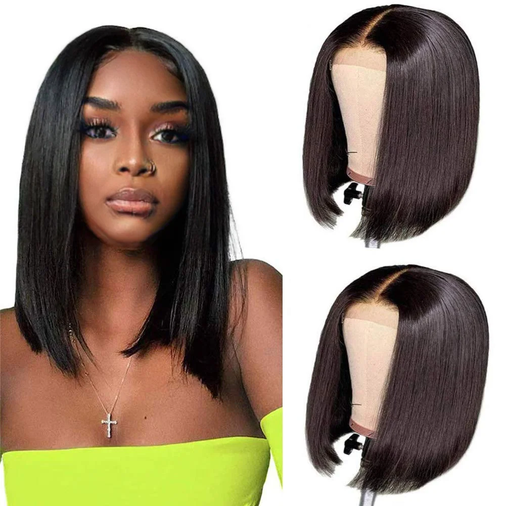 

Natural Virgin Human Hair 13*4 Bob Wigs Malaysian 100% Unprocessed Human Bob Glueless Straight Lace Frontal Short Bob Hair Wigs