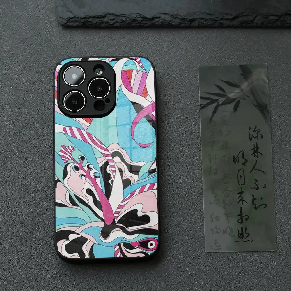 Luxurious Glass Phone Case with Emilio Pucci Design Pattern