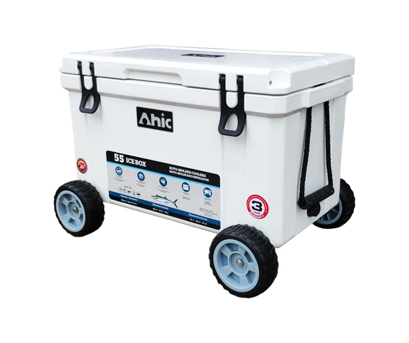 50l Plastic Large Cooler Plastic Can Beer Insulated Food Box Ice Chest Cooler Box With Wheel For Outdoor Fishing