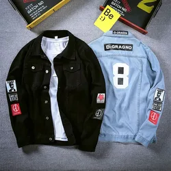 Handsome Denim Jacket Men Dresses Cowboy Jackets Man Spring Men's Black Jacket Print Coat Brand Clothing 2023