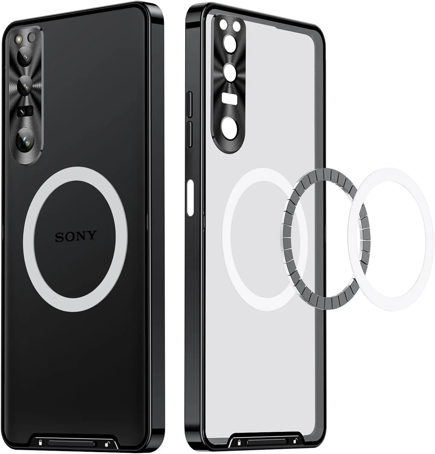 

Metal Magnetic Case for Sony Xperia 10 V Case [Metal Bumper Frame + Safety Lock] [Integrated Camera Lens Protector]