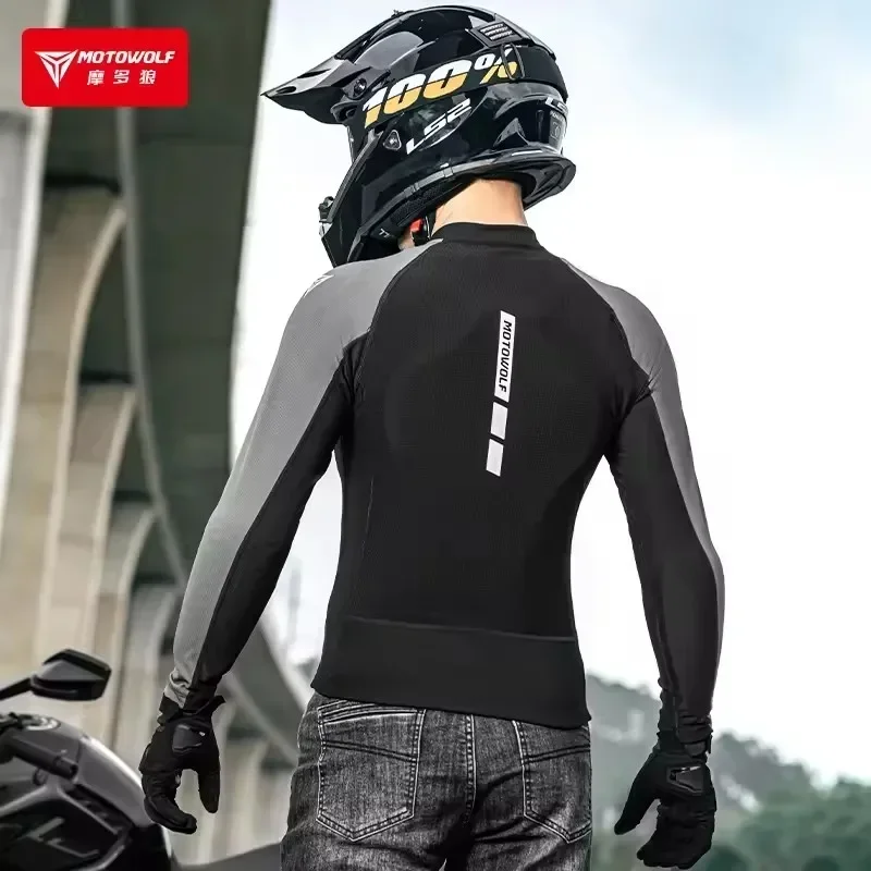MOTOWOLF 남자 오토바이 자켓 여름 통기성 모토 크로스 바디 아머 탄성..