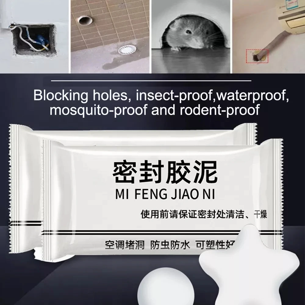 

1/2 Pcs Wall Hole Sealant Sewer Pipe Waterproof Sealing Solid Glue Hole Repair Rubber Sealing Mud Household Tool Plugging King