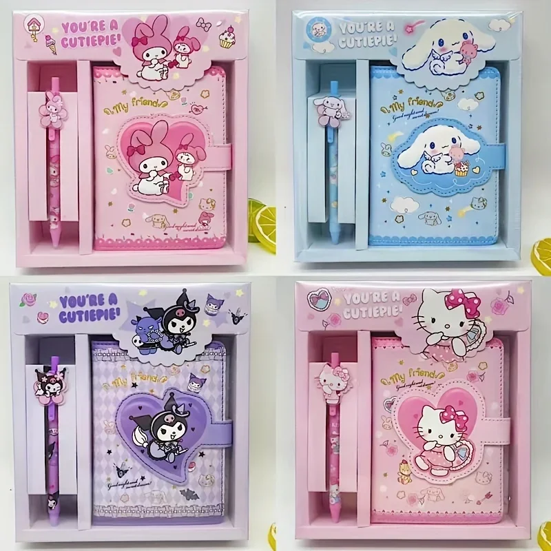 

Kawaii Sanrio, Hello Kitty Kuromi, милый мультяшный блокнот, коричная канцелярия, милые канцелярские принадлежности, подарок для девочек
