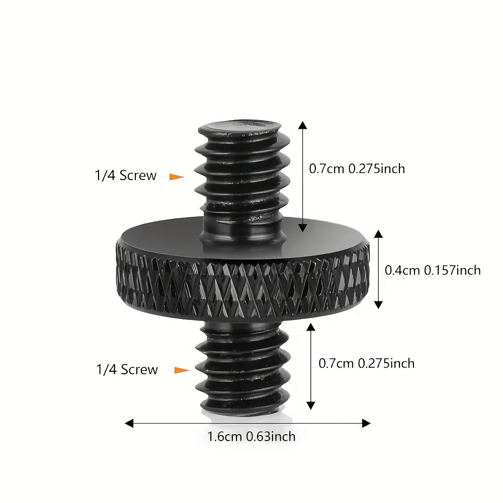 1/4" Male to 1/4" Male Threaded Tripod Screw Adapter Double Head Stud Standard Mounting Thread Converter for Camera Tripod Mic