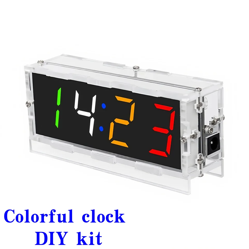 Colorful DIY Digital Clock Kit with Date, Week, Temperature Display & Alarm - Soldering Practice Set