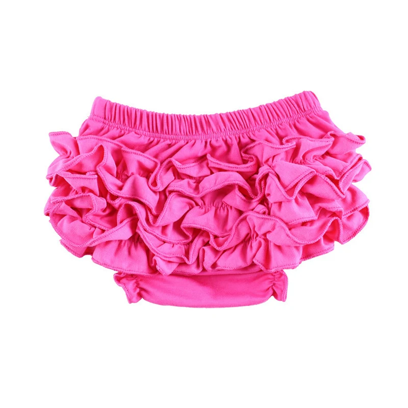 Summer Toddler Girls Ruffle Bloomer Diaper Covers Cotton Baby Girl Shorts Solid Color Icing Ruffle Baby Girl Bloomers