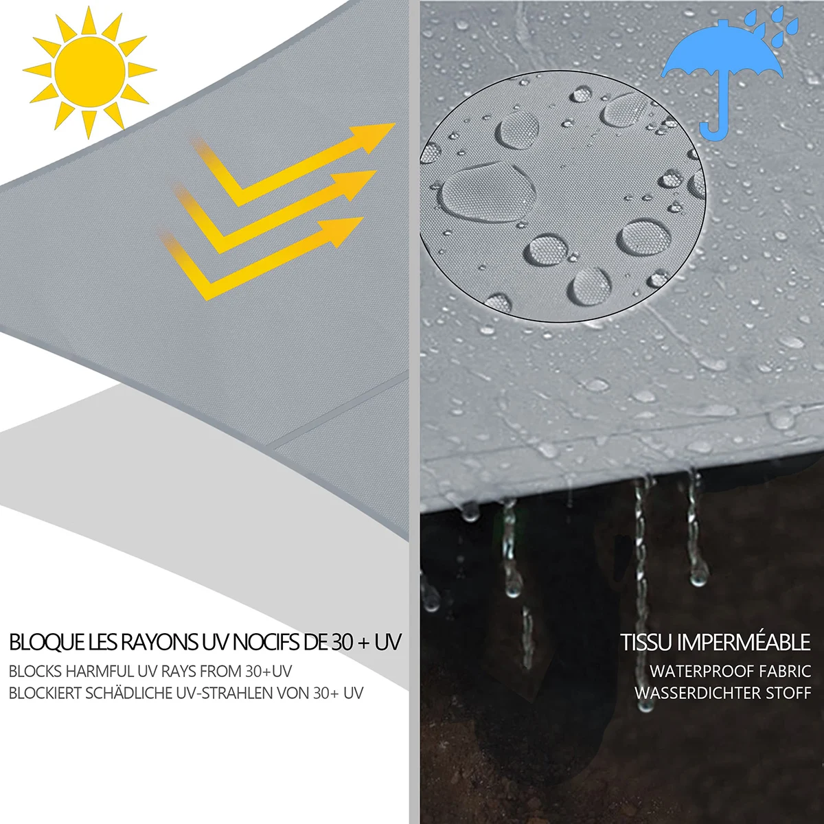 300D Waterproof Square Rectangular Shade sail Outdoor Garden Swimming Pool Awning Camping Hiking Sun shelter