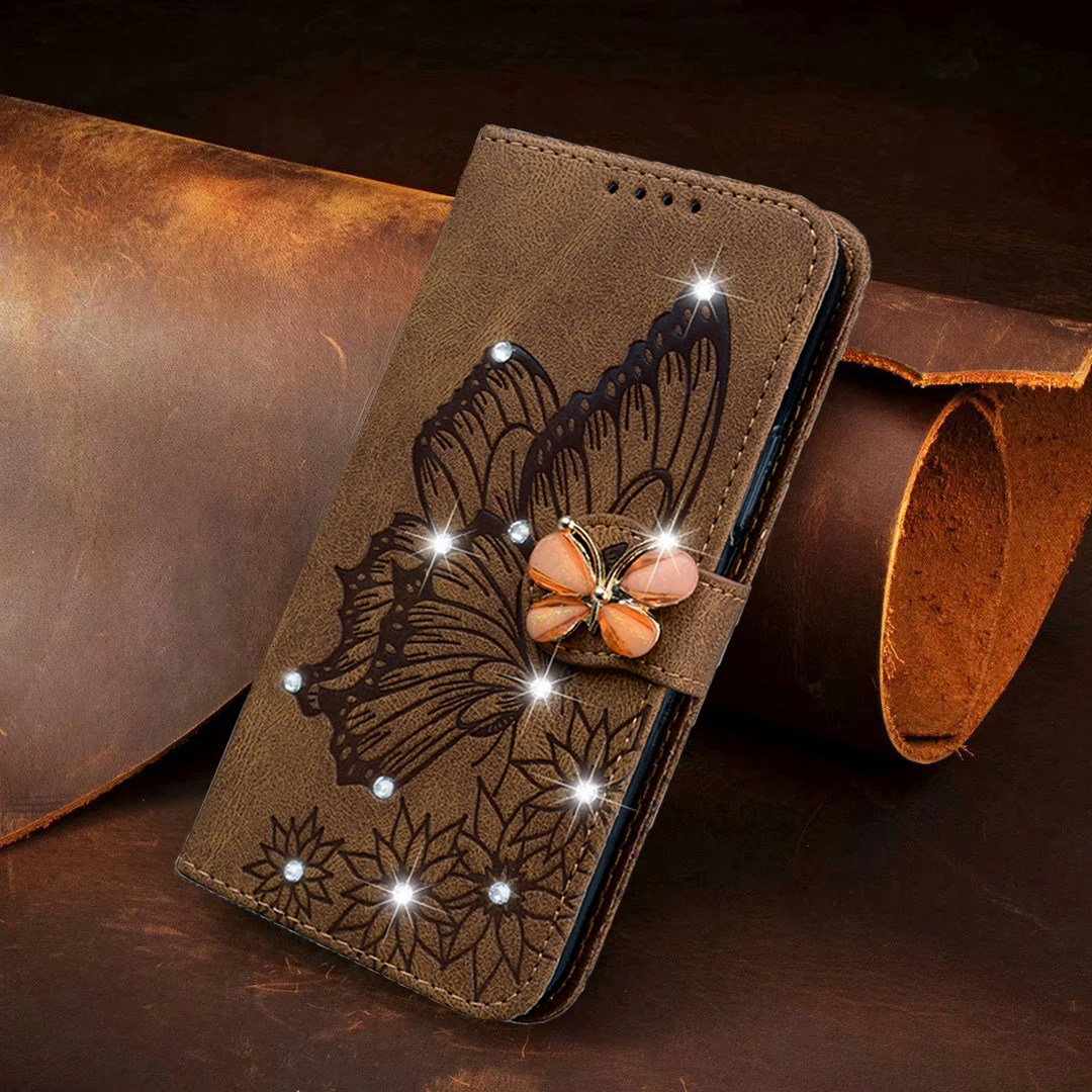 Glitter Leather Wallet Phone Case with Book Stand - Elegant Protective Cover