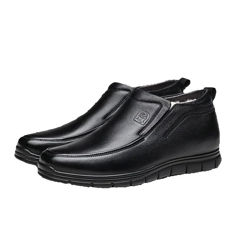 Warm Winter Leather Boots For Men High-top Fleece Lined Formal_voghion.com