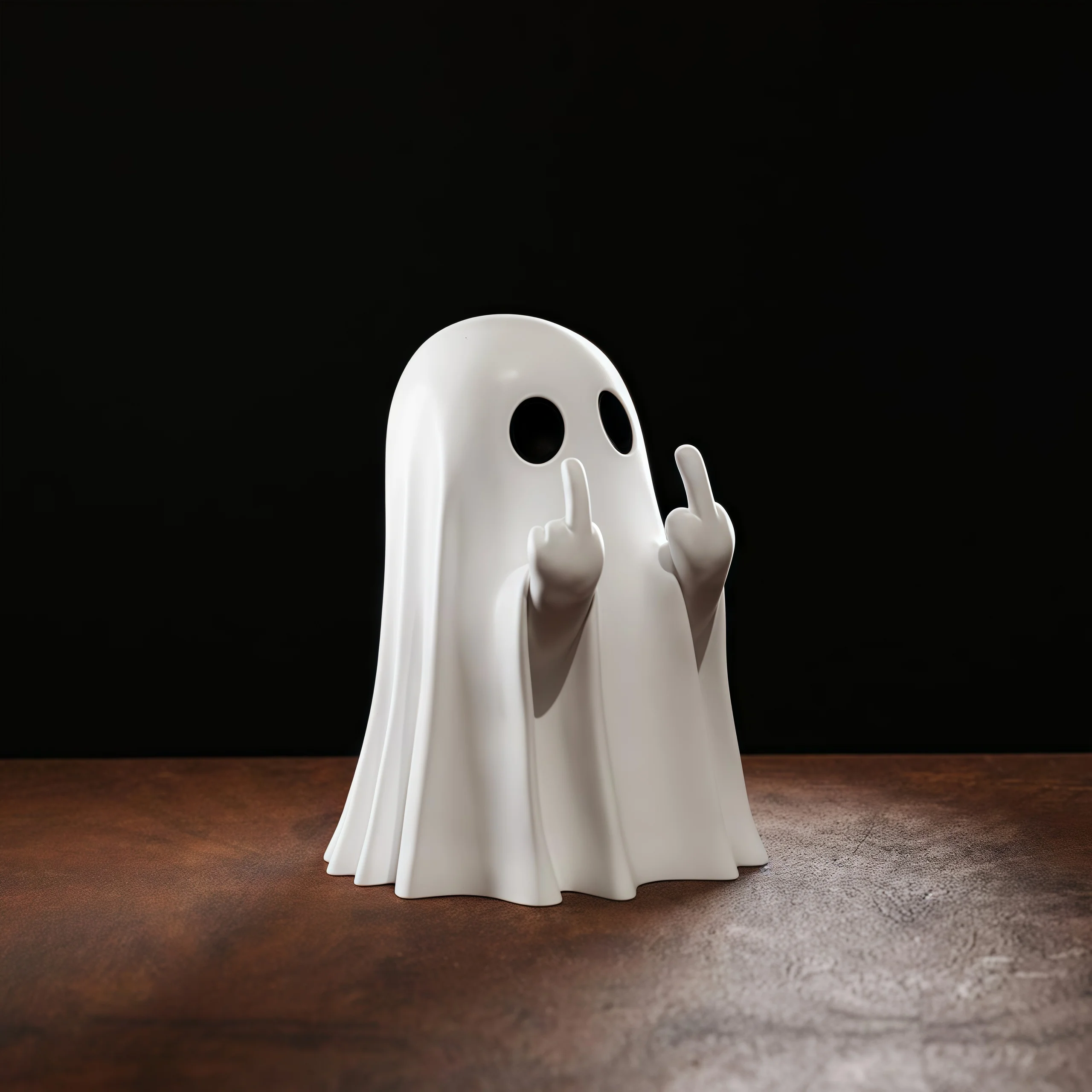 Cute Middle Finger Ghost Statue Halloween Home Table Decor_voghion.com