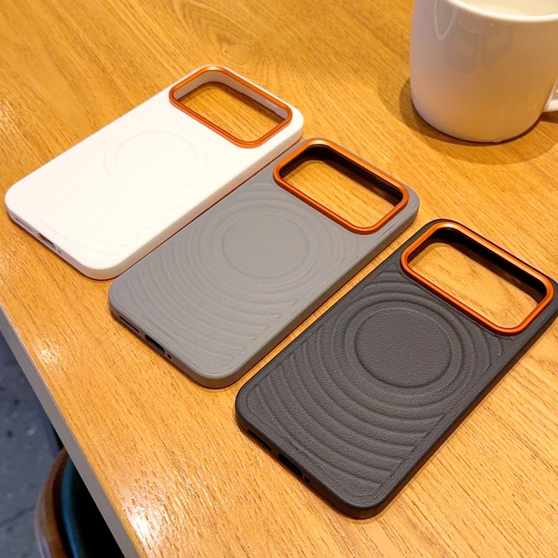 Wave Magnetic Wireless Charging Hard PU Protective Back Cover Case