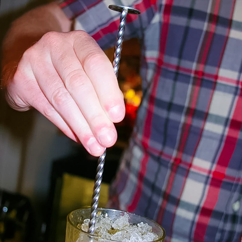 27.5cm Stainless Steel Cocktail Bar Spoon Disc Tail Drink Mixer Bar Stirring Mixing Barware