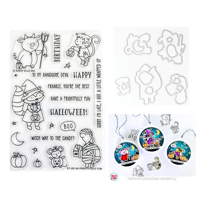 

Halloween Frightfully Fun New August 2022 Cutting Dies for Paper Making Clear Stamps Scrapbooking Embossing Frame Card