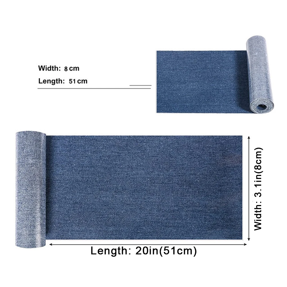Denim Repair Iron-On Patches, Black & Blue Rectangle