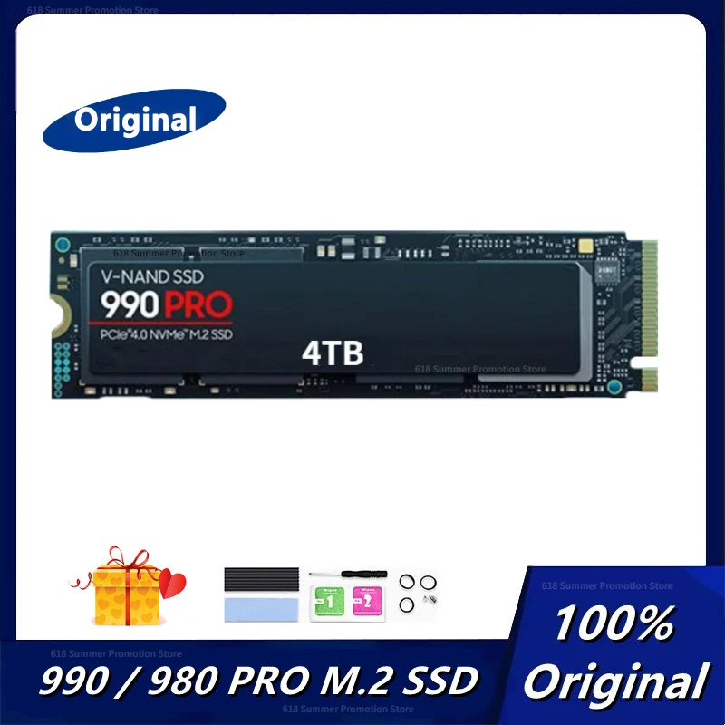 Твердотельный жесткий диск NVMe 990PRO, SSD-накопитель 8 ТБ, 4 ТБ, SDD M.2, высокоскоростной игровой внутренний жесткий диск для ноутбука и ПК