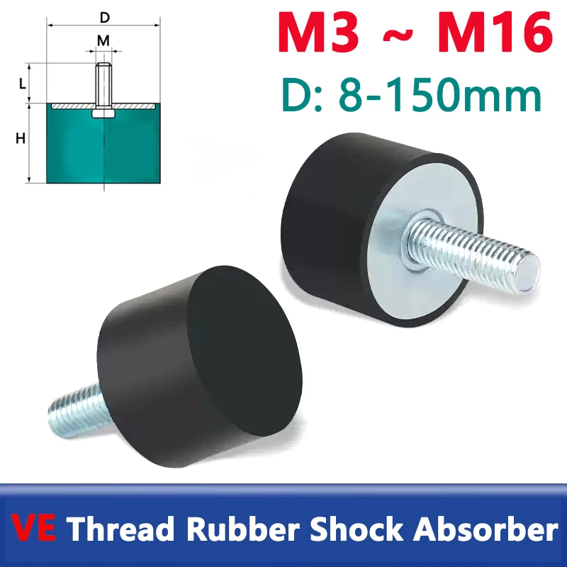 1 stücke M3 M4 M5 M6 M8 M10 M12 M16 Außengewinde Gummi Stoßdämpfer Crash Pad VE-Typ Dämpfer Anti Vibration Isolation Halterung