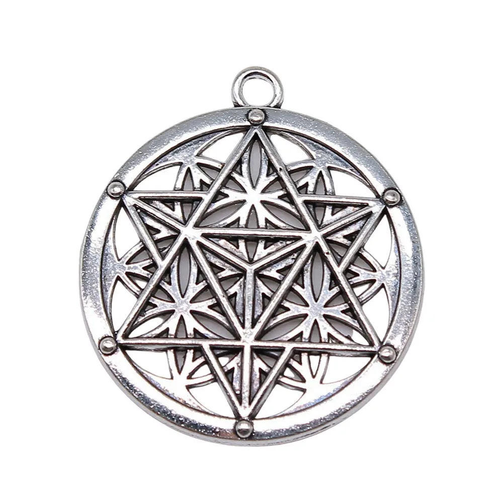 

2pcs/lot 45x40mm Hollow Carved Round Magic Charms For Jewelry Making Antique Silver Color 1.77x1.57inch