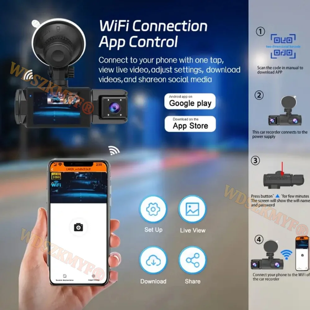 3LENS Dash Cam Car Camera 1080P Video Recorder WIFI Car DVR 2Len Front Options Rear View Camera Night Vision Car Accessories