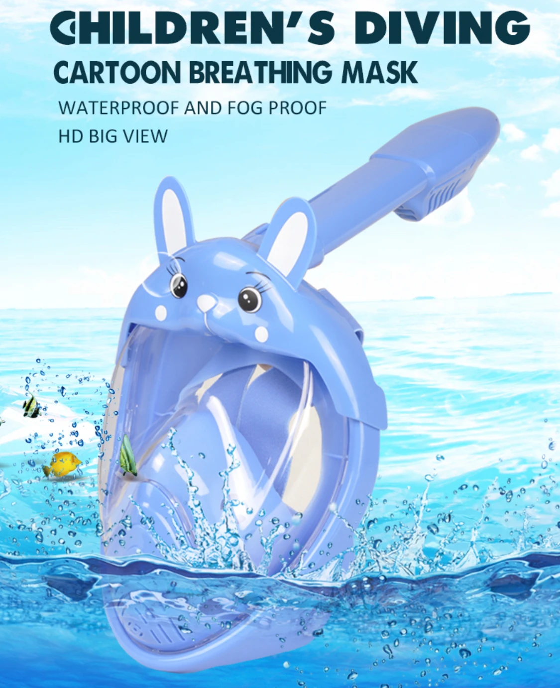 New Kids Underwater Snorkeling Full Face Children Swimming Mask Set Scuba Diving Respirator Lovely Masks Anti Fog Safe Breathing