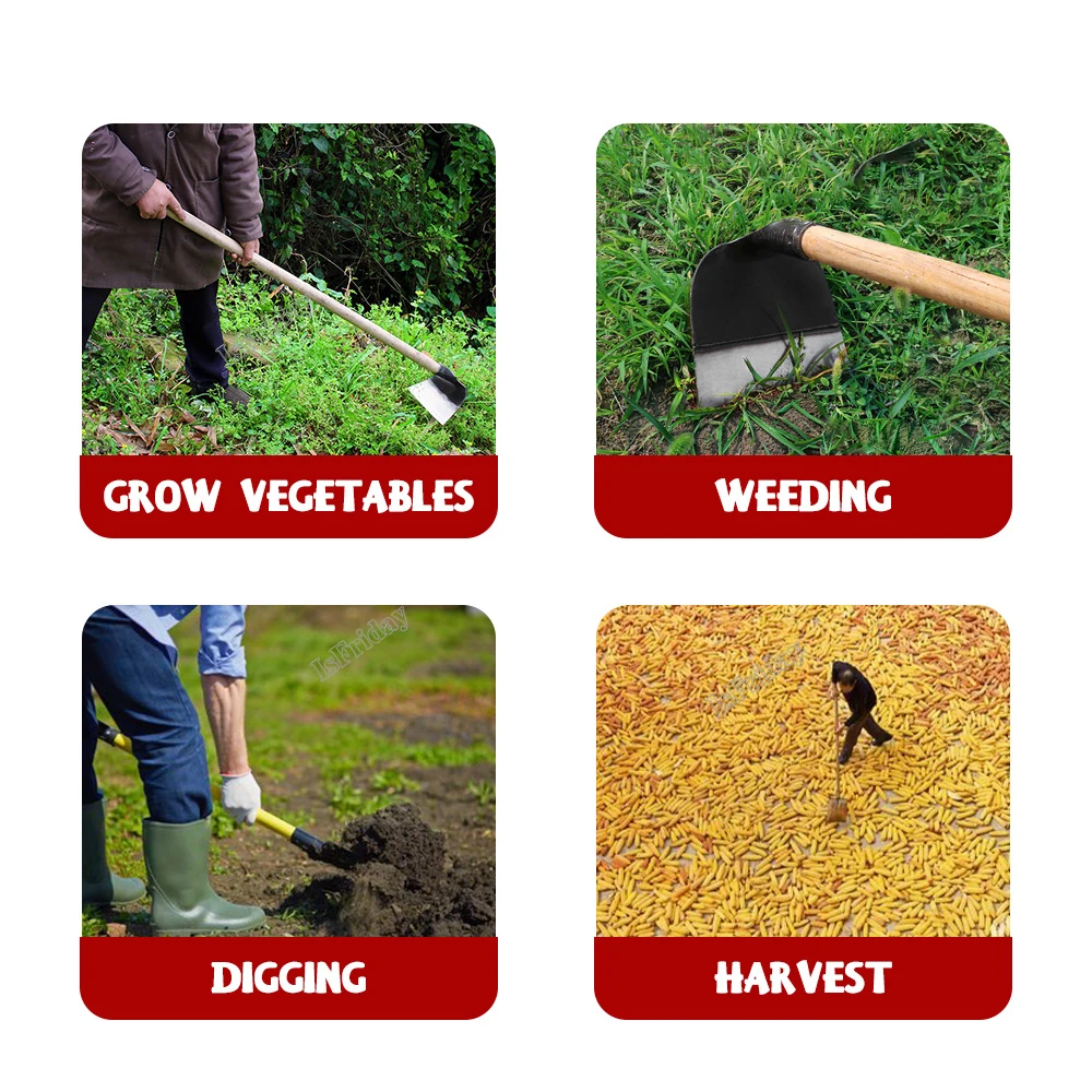 Garden Tools Hoe Manganese Steel Hoe for Gardening Weed Removal Machete Weed Remover Tools Planting Vegetable Loosening Soil 6