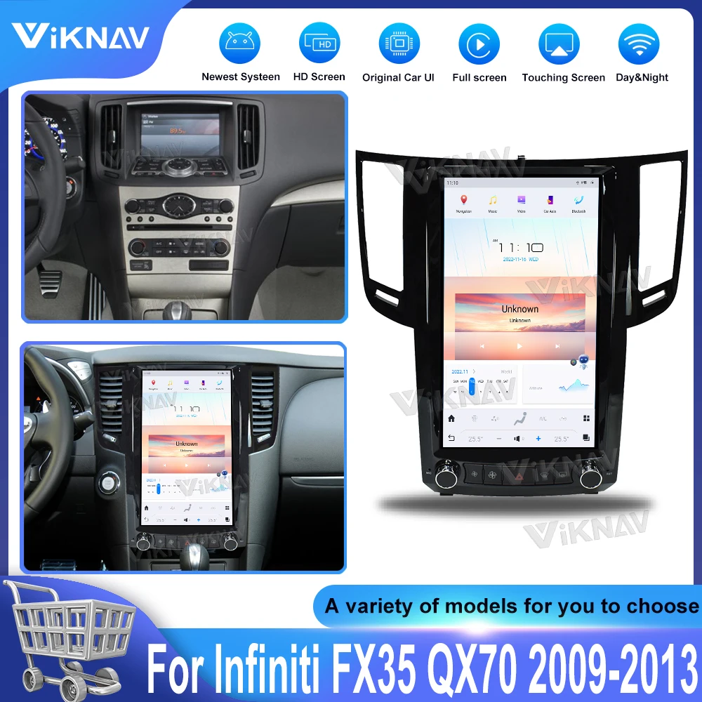 

Android Auto Car Radio For Infiniti FX35 QX70 2009-2013 Vertical Screen Multimedia GPS Navigation Stereo Player Head Unit 128GB