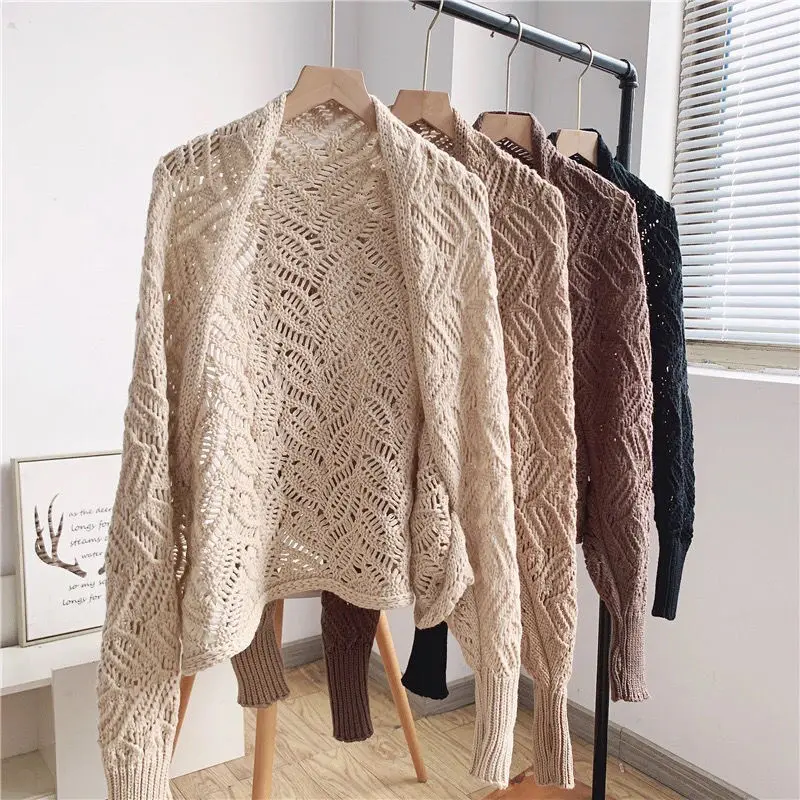 

New Design Spring Knitted Hollow Pashmina for Women Luxury Shawls Scarf Female Sleevelet Winter Warm Sweater 2022