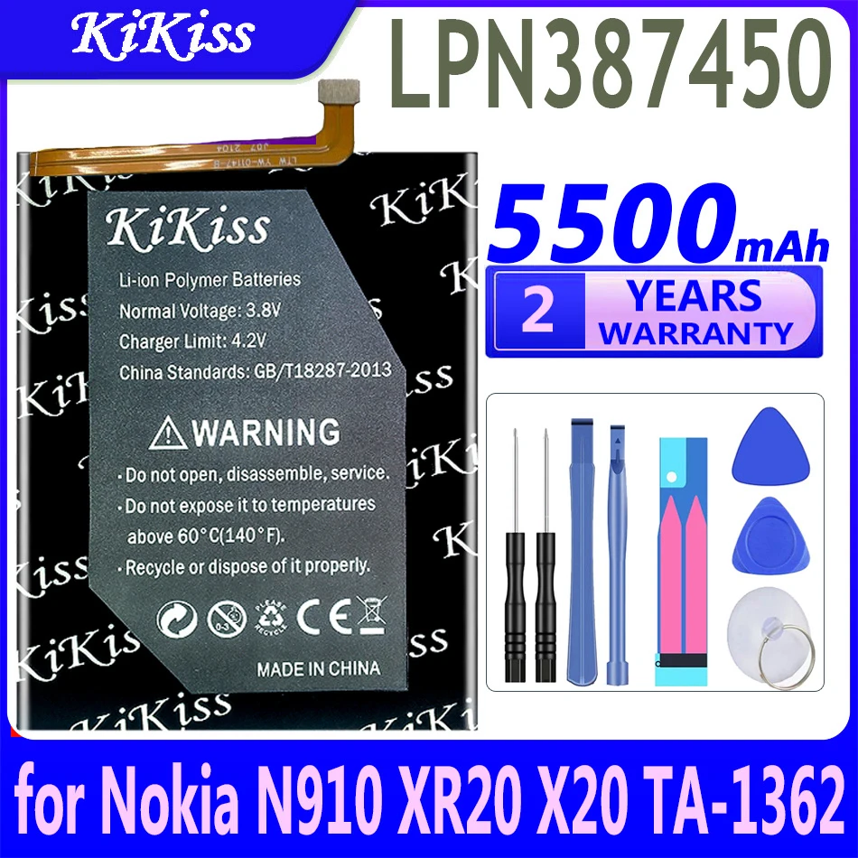 

5500mAh KiKiss Powerful Battery LPN387450 for Nokia N910 XR20 X20 TA-1362