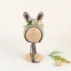 Newborn Wool Felt Fox Flower Bonnet Newborn Photography Props Baby Animal Floral Garden Hat Photo Shoot 3