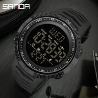 SANDA 6014  Wristwatch Outdoors Sports Student Watches Fashion Top Brand Waterproof Men Watch Multifunctional Luminous Digital 1