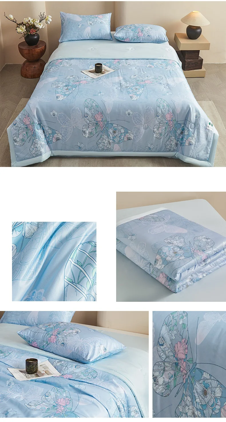 1pc Skin-friendly Quilts Soft Duvet Single/Double/Queen Size Comforter Quilted Blanket Home Bedspread 여름이불 (No Pillowcase)