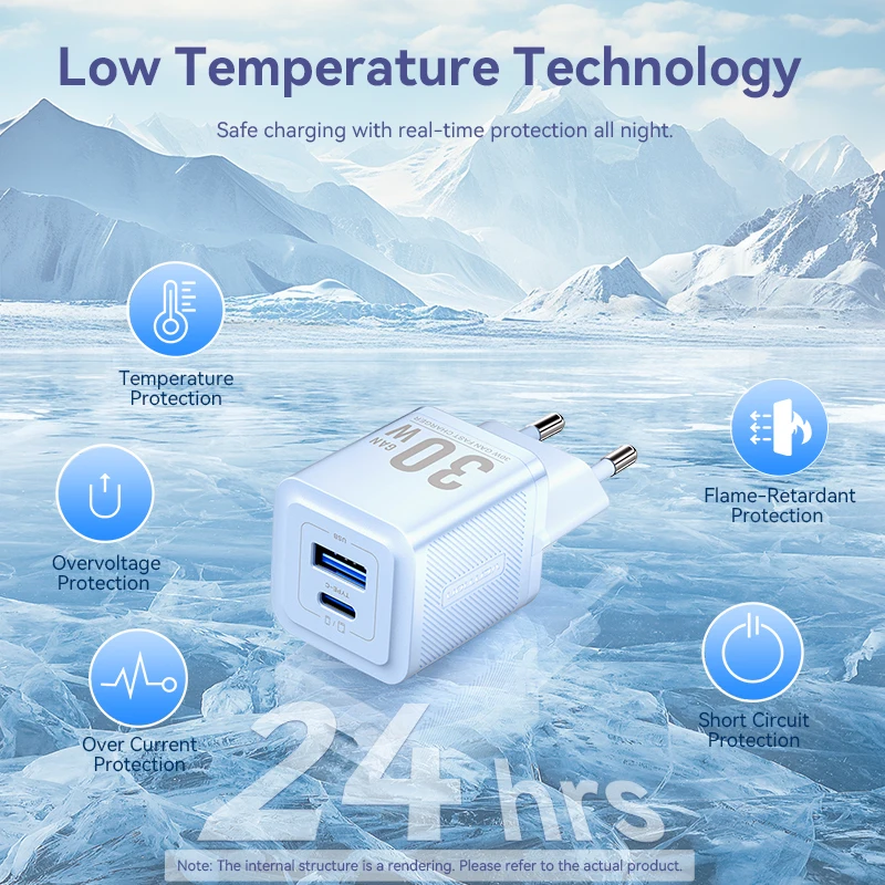 Vention GaN 급속 충전 4.0 3.0 C 타입 PD USB 충전기, 아이폰 15, 14, 13 프로 맥스, 노트북용 고속 충전기, 30W