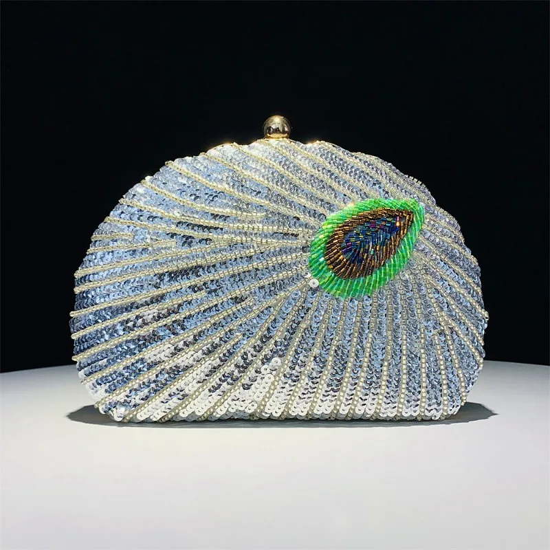 Peacock Evening Bag | Peacock Evening Bag Clutch Silver Color Peacock Evening Bag | Peacock Evening Bag Clutch Silver Color