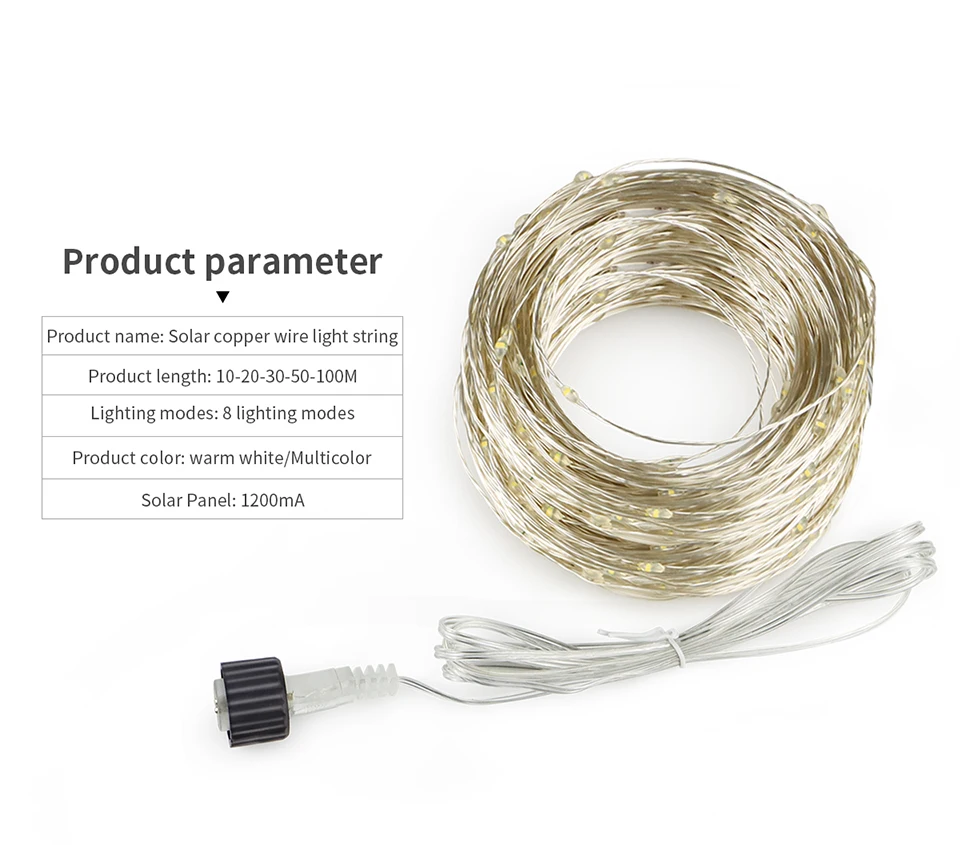 Description Picture 3 of itemFast Solar Rechargeable LED Fairy Light Outdoor Festoon Waterproof Garland String Lights Christmas Party Garden Solar Lamp Decor