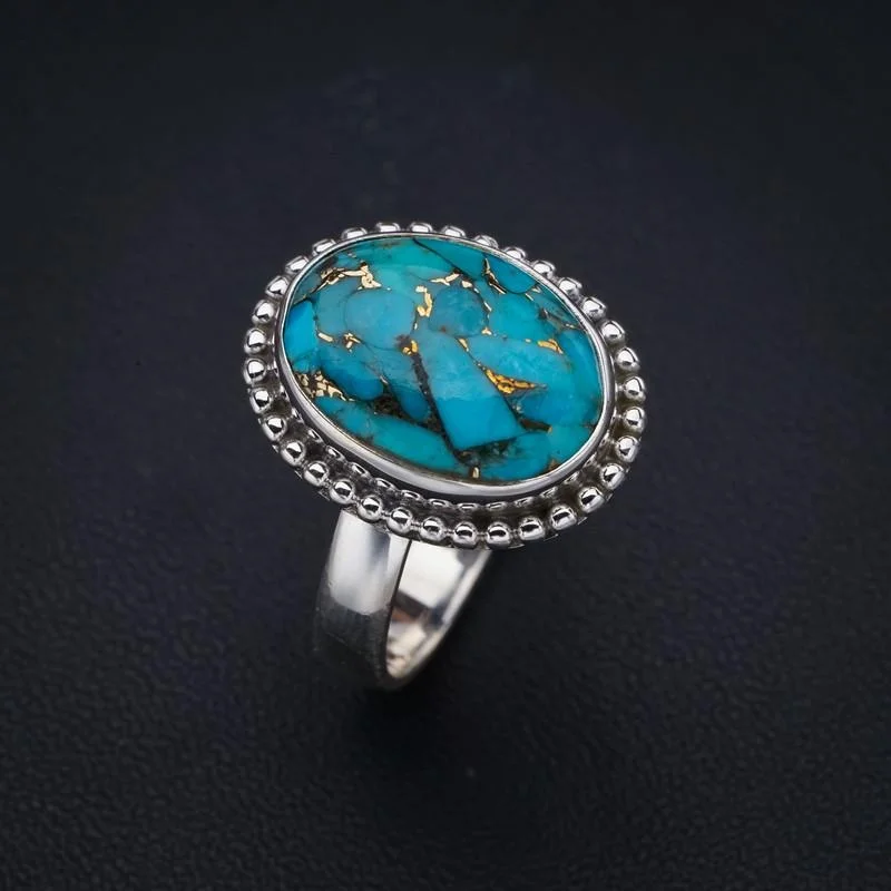 

StarGems Copper Turquoise Handmade 925 Sterling Silver Ring 9 F2207