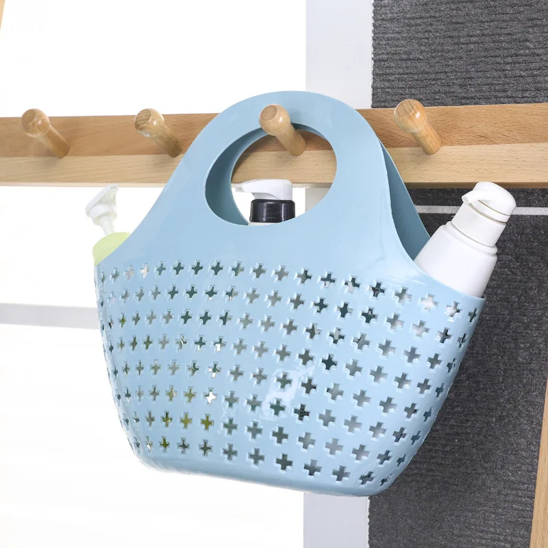 Foldable Hollow Storage Basket Portable Woman Shopping Vegetable Basket Bathroom Shower Cosmetic Shampoo Bath storage basket