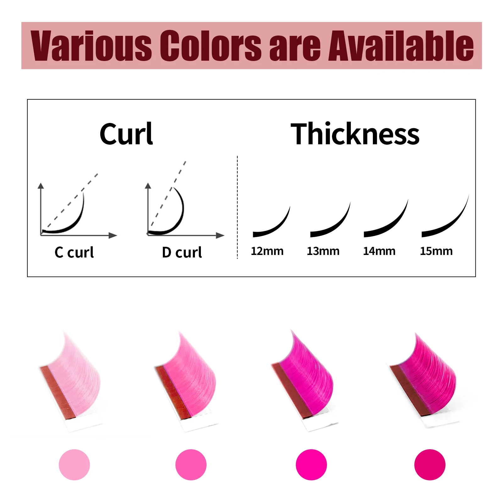 Description Picture 5 of itemABONNIE C CC D Curl Purple Pink Brown Cashmere Colorful Eyelashes Extensions Soft Classic Lashes Extensions