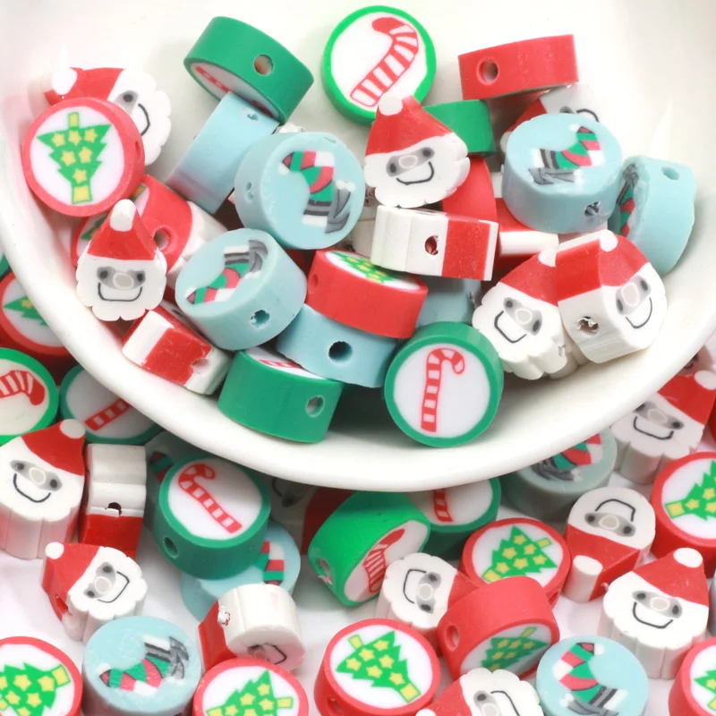 christmas polymer clay beads for jewelry