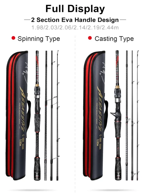 Histar Assassins 4 Sections Portable DKK-SIC Guide Fuji Seat Fast Action  1.68m-2.44m High Carbon Sping&Caster Travel Fishing Rod - AliExpress