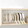 Pot Rack Bowl and Plate Storage Rack Multi-layer Retractable Adjustable Carbon Steel Pan Dish Drying Cookware Rack Kitchen Tools 4