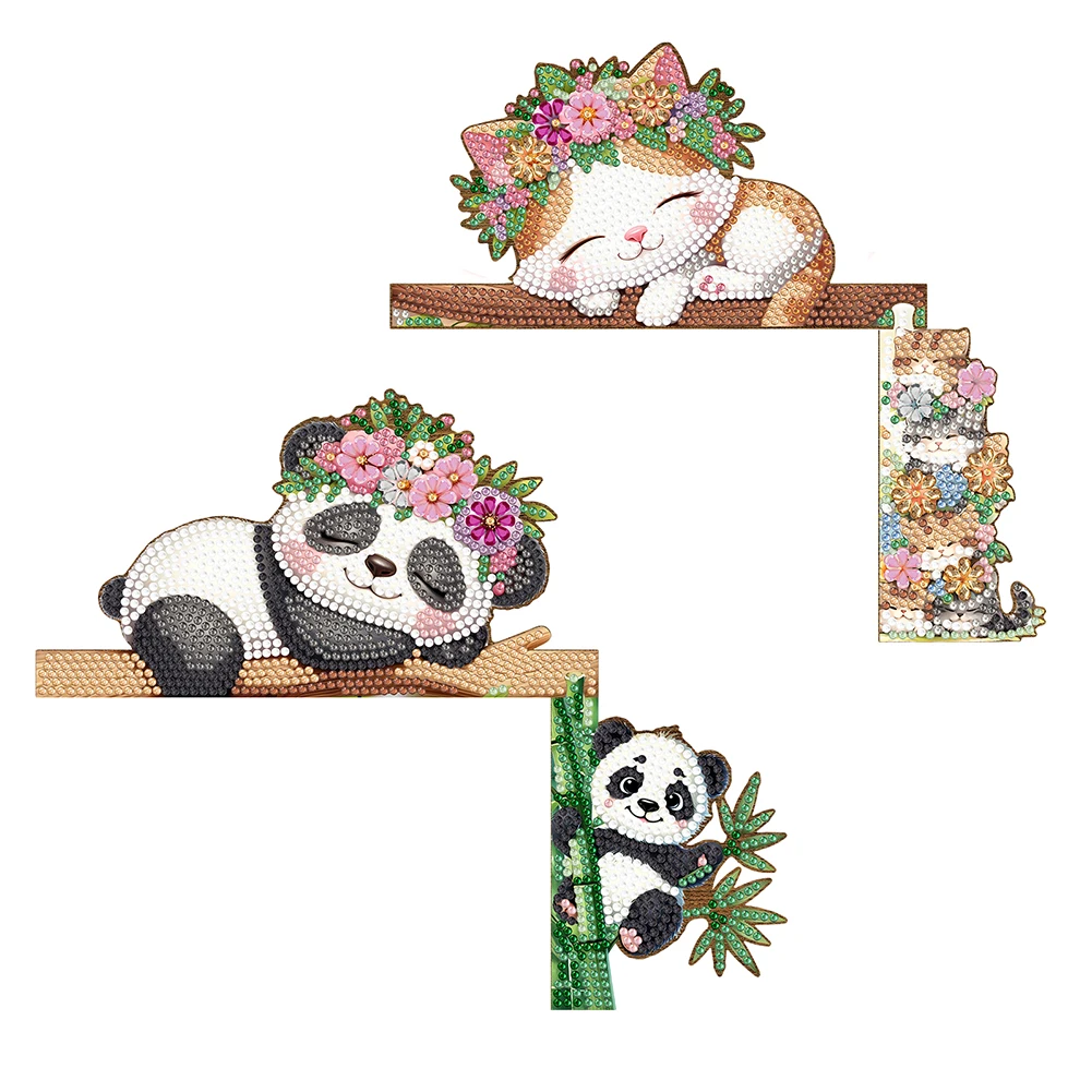 2Pcs Happy Bird Diamond Painting Door Corner Sign Rhinestone Door Frame Decor 5D DIY Wooden Topper for Indoor Outdoor Wall