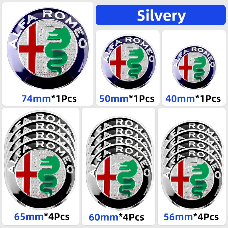 Sleek Universal Car Emblem Set - Hood, Trunk, Steering Wheel & Wheel Center Caps (Various Sizes)