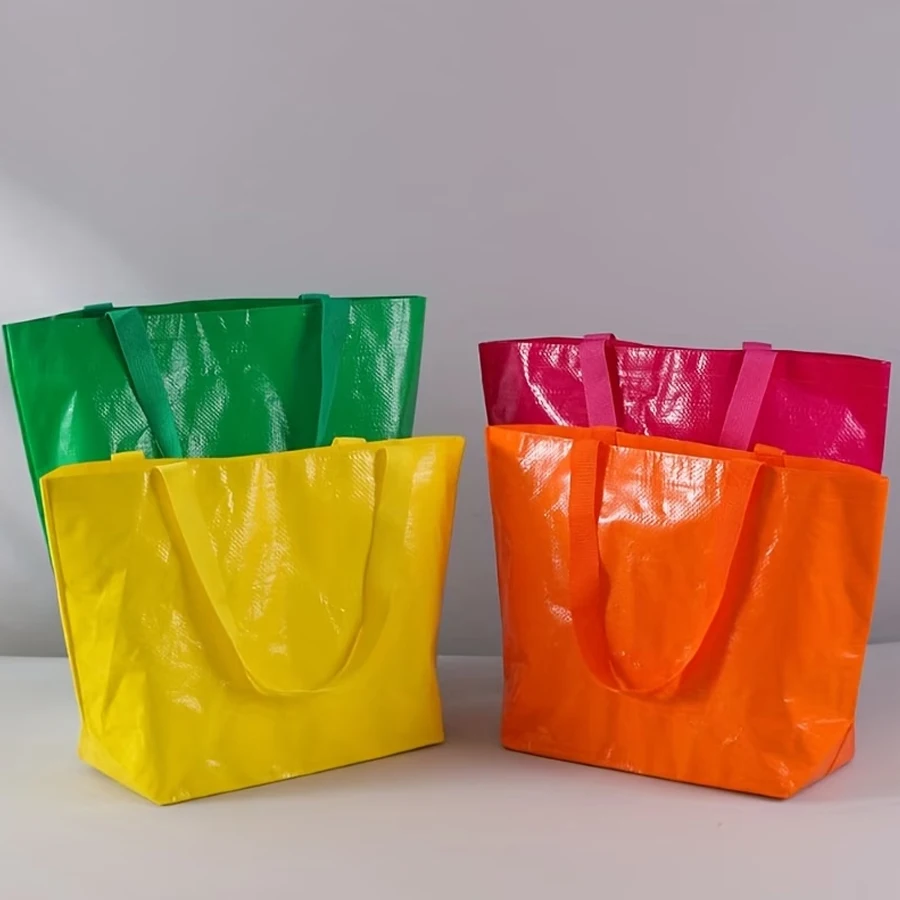 Vibrant Orange Heavy-Duty Reusable Tote Bag - Durable Large Capacity Shopping and Gift Bag with Wide Base