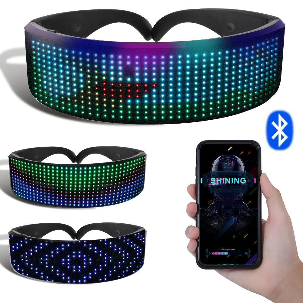 

LED Prop For Party Bar Festival Performance DIY Futuristic Eyewear Electronic Bluetooth Luminous Glasses