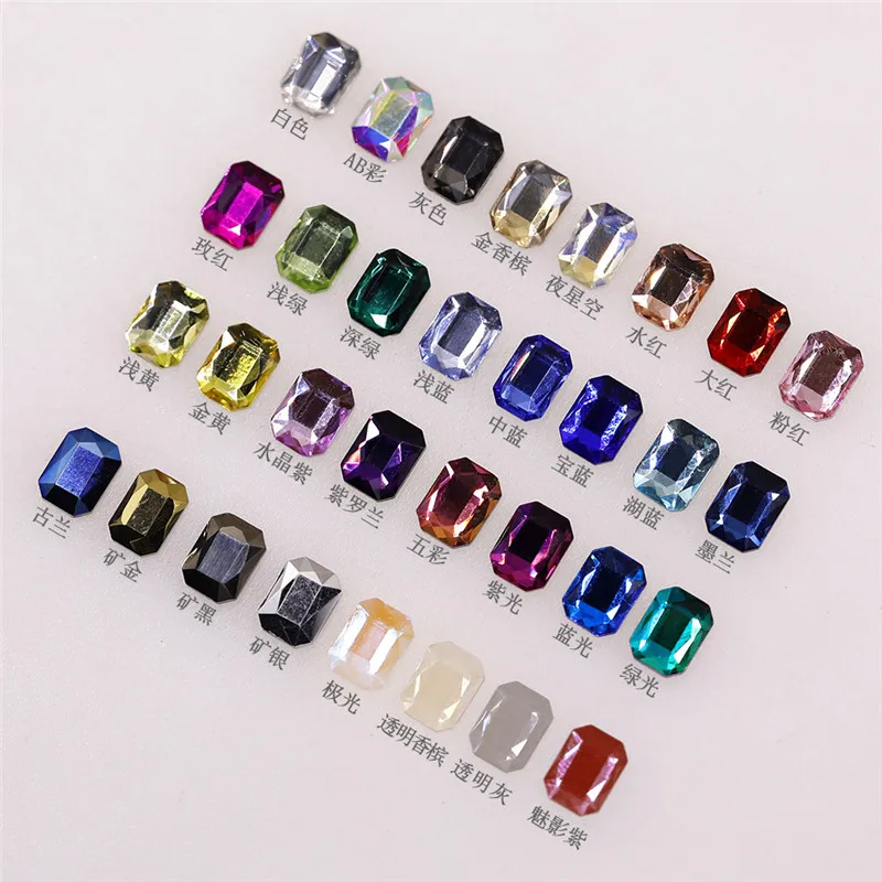 

50pcs/Pack Crystal Nail Strass Square 32 Colors Champagne Clear Rhinestones 3D Big Gems Nail Decoration Nail Salon Manicure Tool