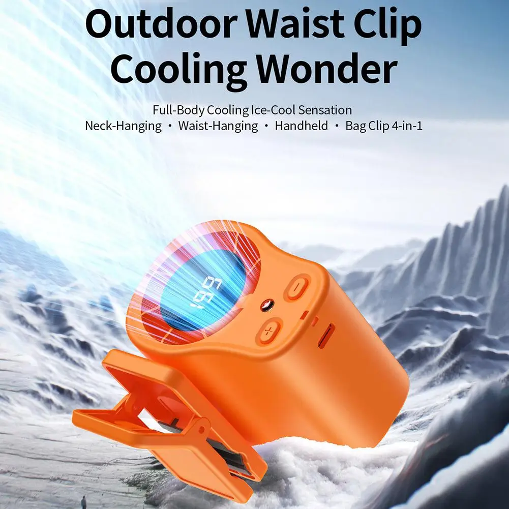 Mini Ventilador Portátil Tipo Clip con 199 Ajustes de Velocidad, Equipado con Luces LED, Ventilador de Larga Duración para Usar en la Cintura al Aire Libre