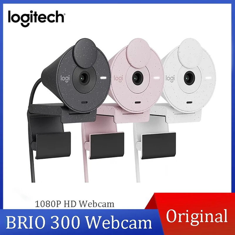 Logitech BRIO 300 HD Webcam Live Online Class Camera 1080P for Video Conferencing Streaming Media Recording Computer Equipment
