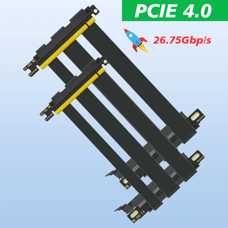 Premium Pci Express 4.0 Doppio Cavo Connettori Inversi Nero Ultra Pcie 4.0 X16 Riser Schermato Estremo Progettato Per Il Telaio Itx